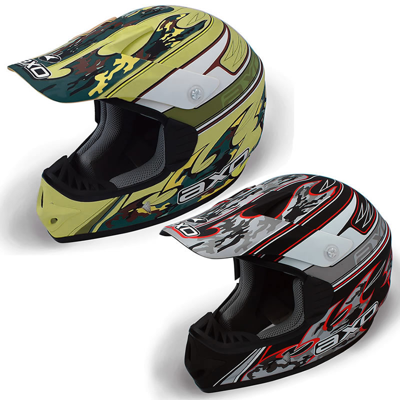 AXO VRX FIBRE CAMO OFF ROAD ENDURO MOTOCROSS ATV QUAD BIKE HELMET