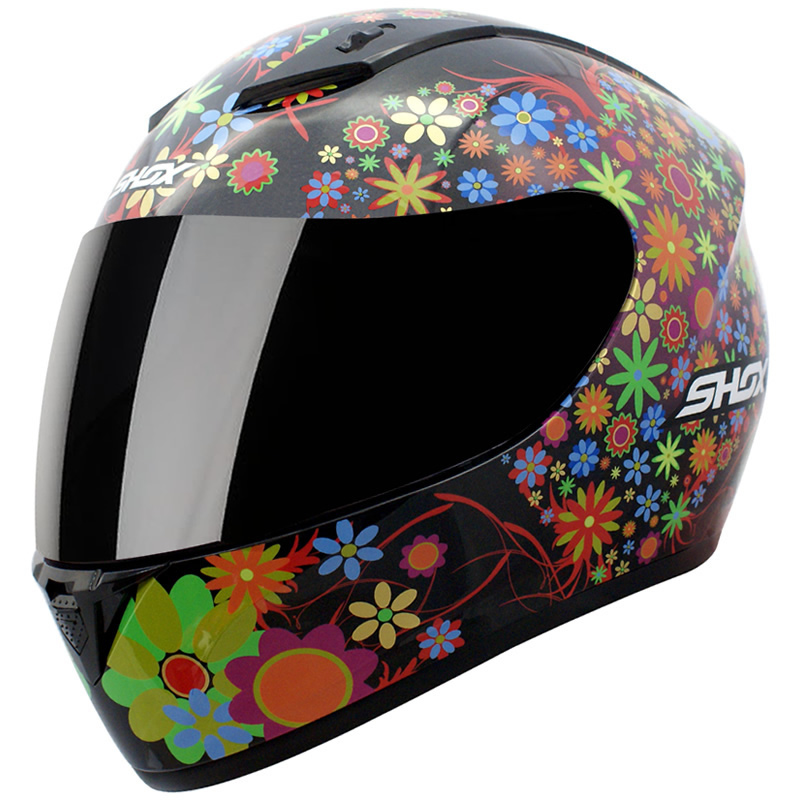 SHOX AXXIS FLORAL LADIES WOMENS MOTORCYCLE MOTORBIKE HELMET WITH FREE