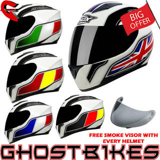 View Item Shox Axxis Identity Motorcycle Helmet + FREE Smoke Visor