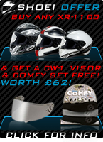 Shoei XR-1100 Motorcycle Helmet Offer with Free Shoei CW-1 Visor and Oxford Comfy