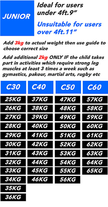 Junior Pro-Jump Size guide