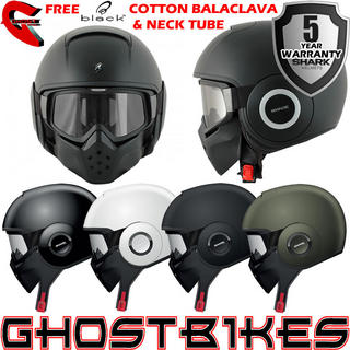 View Item Shark Raw Blank Motorcycle Helmet + Free Balaclava + Neck Tube