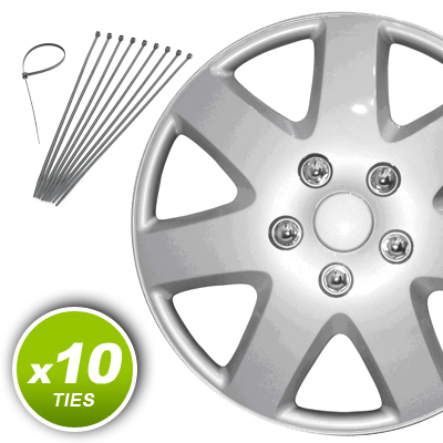 10 x SILVER PLASTIC WHEEL TRIM SECURITY CABLE ZIP TIES Enlarged Preview