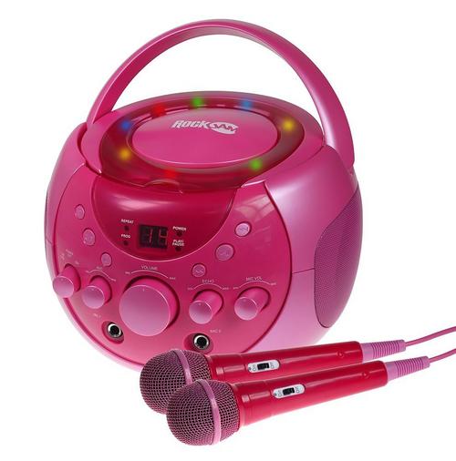 RockJam KP082PINK Karaoke Party Pack Karaoke Machine with 2 CD+G's Discs