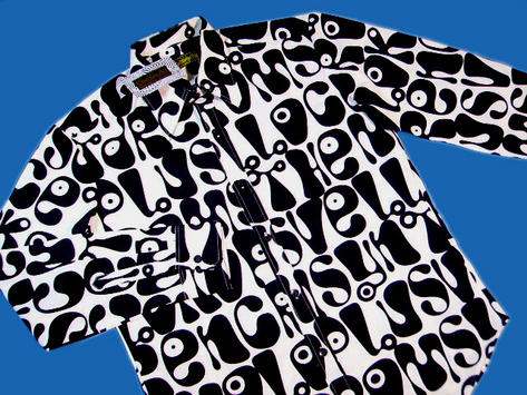 New Chenaski Retro 60's Op Art Print Shirt BLACK  L Preview