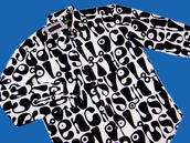 View Item New Chenaski Retro 60's Op Art Print Shirt BLACK  L