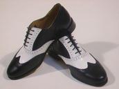 View Item New BLACK & White Retro Brogue Wing Tip Shoe