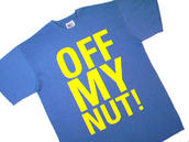 View Item New DMC Retro Slogan OFF my NUT T Shirt Blue Yellow  L