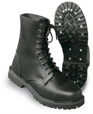Black  Leather Screwed Steel 10 Hole Ranger Boot Preview