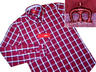 View Item New Merc London Mod SLIM FIT  Check Shirt Burgundy