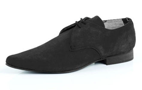 Retro 60's Mod Winklepicker Gibson Shoe Black Suede  Preview