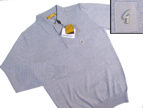 New Gabicci G Merino Wool Fine Knit Polo Shirt GREY Preview