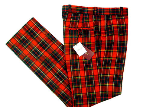 NEW Relco Mod Retro Sta Press Trousers Red Tartan Preview