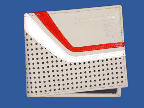 New Lambretta Leather Stripe Wallet GREY Red White Preview