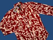 View Item New Chenaski Retro 60's Op Art Print Shirt Burgundy 