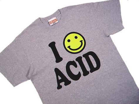 New A-non Acid Smiley Face 80's Retro T Shirt Grey  Preview
