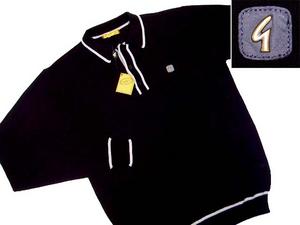 New Gabicci Mod L/S Cotton Knit Polo Shirt Black Grey N Preview