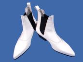 View Item New White Leather Cuban Heel Chelsea Beat Boot 7 - 11