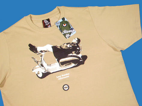 New Stomp Lazy Sunday Scooter Mod Parka T Shirt Beige Preview