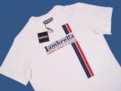 View Item New Lambretta Twin Racing Stripe T Shirt White GB