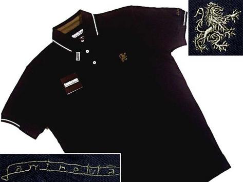 New Lambretta Mod Stripe Trim Pique Polo Shirt Black Preview
