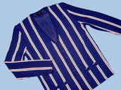 View Item New Pop 60's Retro Mod Stripe Cardigan Navy Blue 