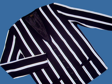 New Pop 60's Retro Mod Stripe Cardigan Black   Preview