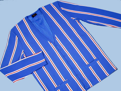 New Pop 60's Retro Mod Stripe Cardigan Mid Blue  Preview