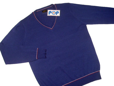 New Pop Retro 60's Mod V Neck Pullover Jumper Lt Navy  Preview