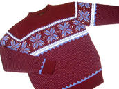 View Item New Pop 60's Retro Ski Jumper Snowflake Burgundy Claret