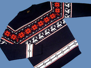 New Pop 60's Retro Ski Jumper Snowflake Reindeer Black  Preview
