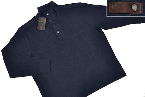 Ben Sherman Irregular Knit L/S Top Blue Plus Size 2X Preview