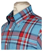 View Item Brutus Trimfit Mod Skin Retro Check Shirt Blue Red 