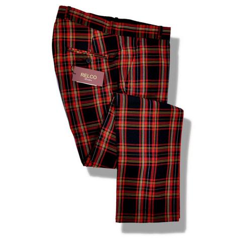 Relco Mod Retro Punk Sta Press Fit Stewart Tartan Check Trousers  Preview