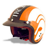 View Item New Heritage Trojan Records Open Faced Peaked Scooter Helmet Orange / White