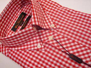 Ben Sherman Mod Skin Gingham Check Short Sleeve Shirt Red White Preview