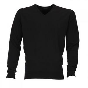 John Smedley Pure Merino Wool V Neck Pullover Jumper Black Preview