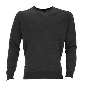 John Smedley Pure Merino Wool V Neck Pullover Jumper Charcoal Grey  Preview