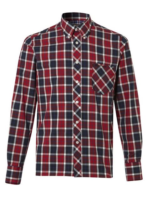 Ben Sherman Classic Check Button Down Union Fit Long Sleeve Shirt Red Navy Blue  Preview