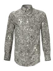 View Item Ben Sherman Mod Fit Retro Paisley Long Sleeve Button Down Shirt Grey 