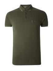 View Item Ben Sherman Mod Pique Tipped S/S Button Down Pocket Polo Shirt Olive Green