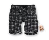 View Item Brandit Washed Premium Washed Check Combat Cargo Shorts Grey Purple 