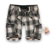 View Item Brandit Washed Premium Washed Large Check Combat Cargo Shorts Grey 