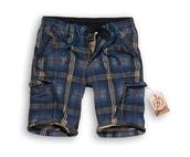View Item Brandit Washed Premium Washed Check Combat Cargo Shorts Blue & Beige 
