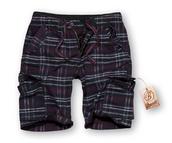 View Item Brandit Washed Premium Washed Check Combat Cargo Shorts Black Purple 