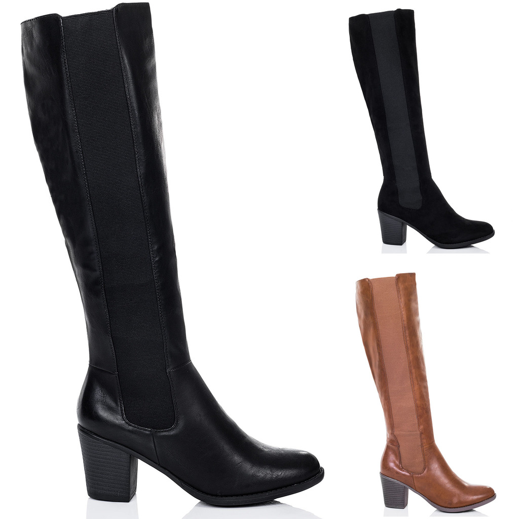 womens knee high boots block heel