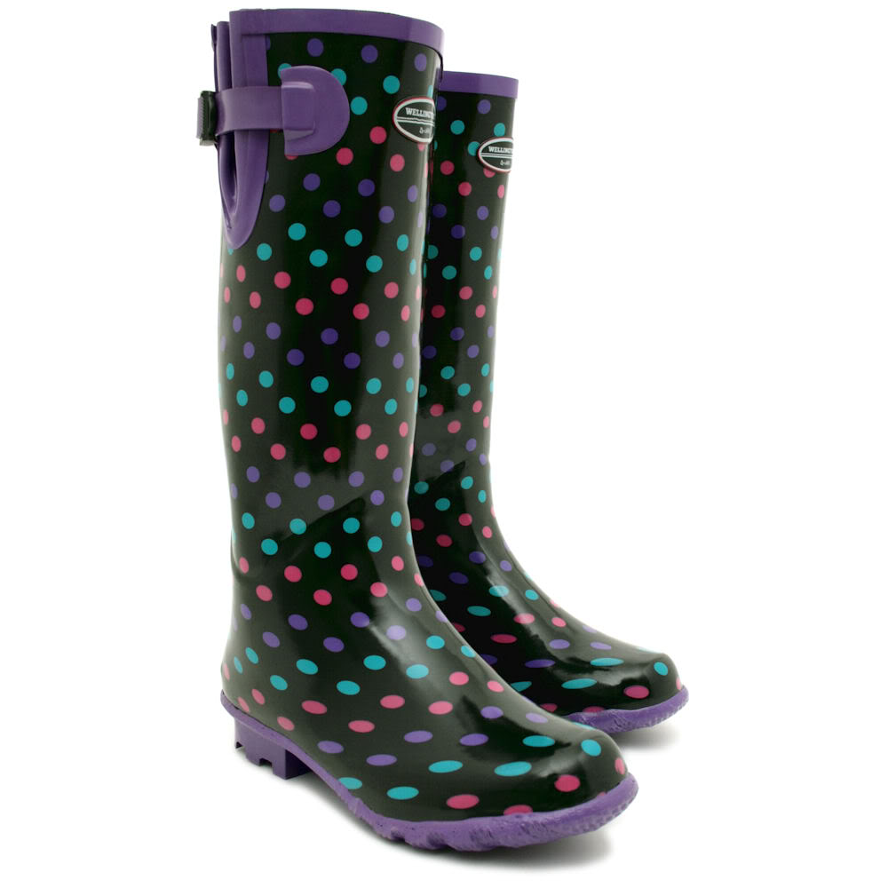 New Womens Festival Welly Wellies Wellington Flat Knee High Rain Boots 