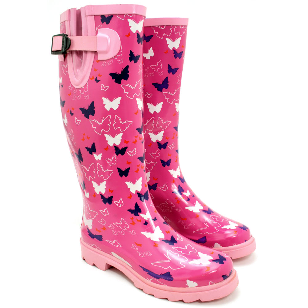 New Womens Festival Welly Wellies Wellington Flat Knee High Rain Boots Size Ebay 9397