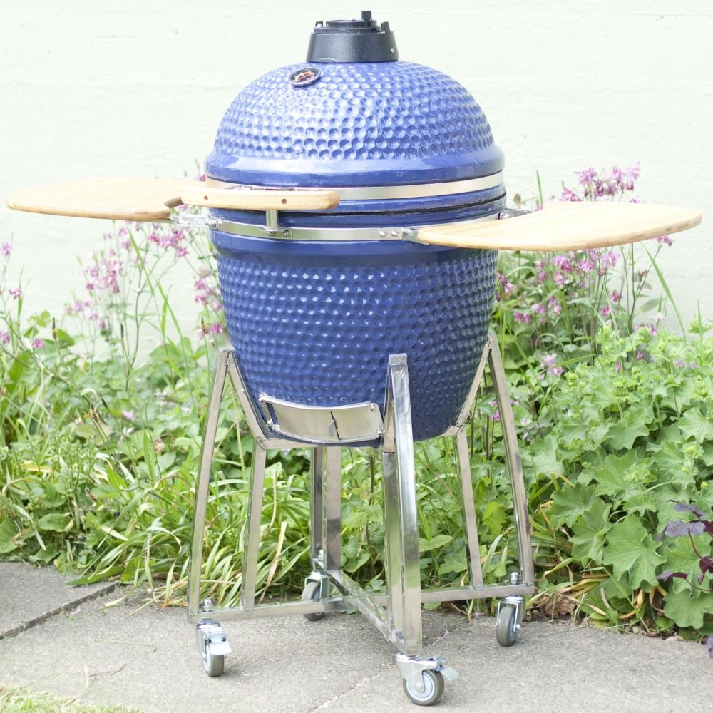 Blue Kamado Ceramic Barbecue Oven Roaster BBQ Smoker Pizza Outdoor eBay