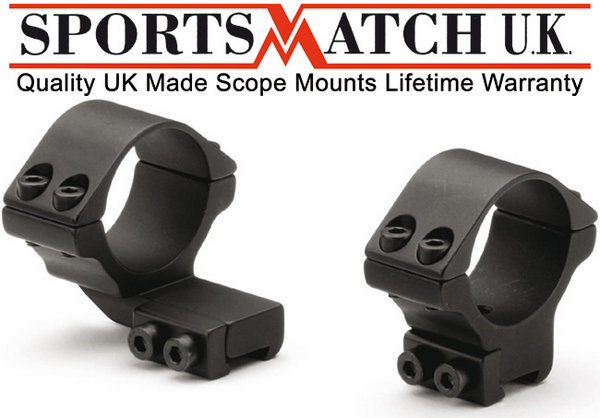 View Item Sportsmatch ETO37 30mm Tube 2 Piece Double Clamp Mounts Extended 44mm